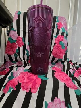 Starbucks Deep Purple Tall Textured Cold Cup with Straw